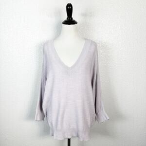YaYa Womens Batwing V Neck Lightweight‎ Knit Sweater in Lavender Purple Size XL